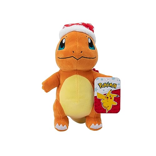 Pokémon PKW3103-20 cm Winter Plüsch - Glumanda mit Weihnachtsmütze, offizielles Plüsch von Pokémon