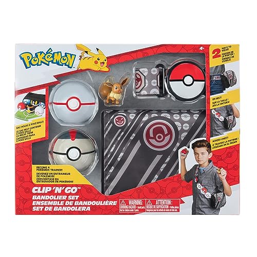 Pokémon PKW3157 - Bandolier Set - Premierball, Timerball & Evoli, offizielles Set mit Figur von Pokémon