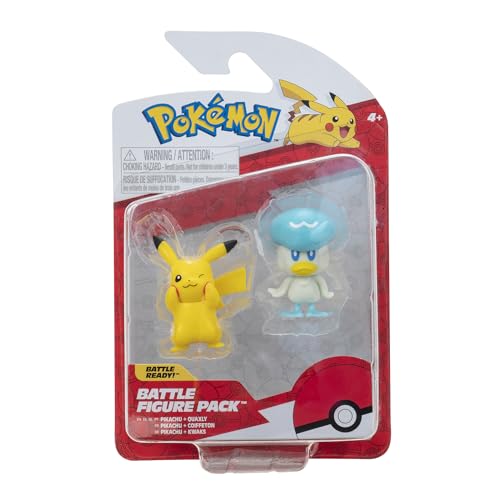 Pokémon PKW3357 - Battle Figure Pack - Pikachu & Kwaks, offizielle detaillierte Figuren, je 5 cm von Pokémon