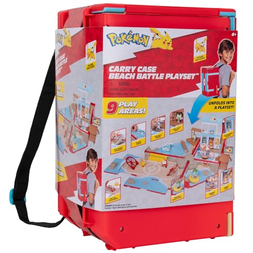 Pokémon PKW3424 - Tragbares Spielset - Strand-Arena, offizielle zusammenklappbare Spielwelt mit Pikachu, ab 4 Jahren von Jazwares