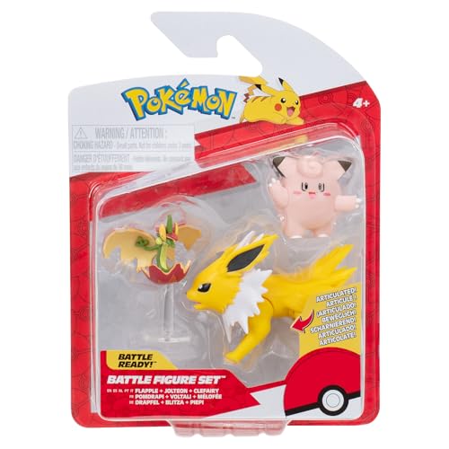 Pokémon PKW3510 - Battle Figure Set - Piepi, Drapfel, Blitza, offizielles Figuren Set von Pokémon