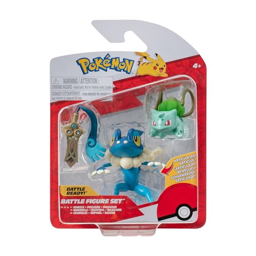 Pokémon PKW3599 - Battle Figure Set - Bisasam, Gramokles, Amphizel, offizielles Figuren Set von Pokémon