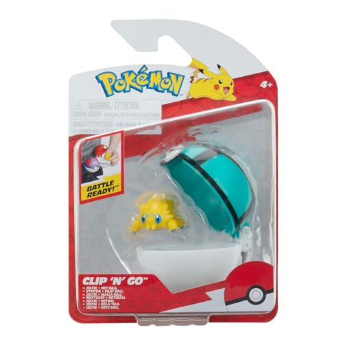 Pokémon PKW3632 - Clip'n'Go Poké Ball - Wattzapf & Netzball, offizieller Pokéball mit 5 cm Figur von Pokémon