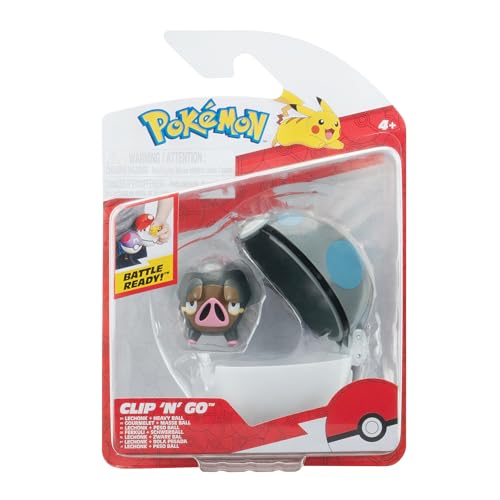 Pokémon PKW3633 - Clip'n'Go Poké Ball - Ferkuli & Schwerball, offizieller Pokéball mit 5 cm Figur von Pokémon