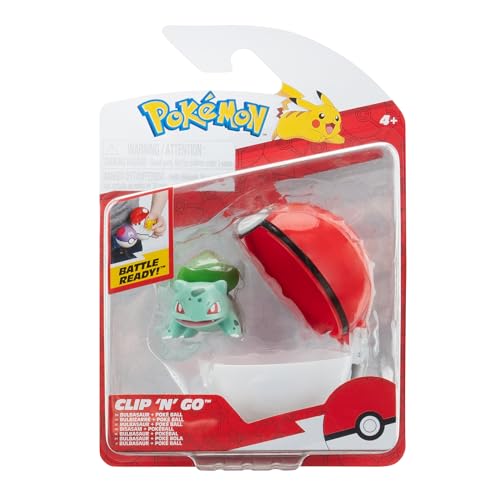 Pokémon PKW3634 - Clip'n'Go Poké Ball - Bisasam & Pokéball, offizieller Pokéball mit 5 cm Figur von Pokémon