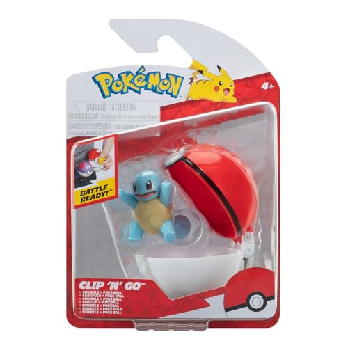 Pokémon PKW3636 - Clip'n'Go Poké Ball - Schiggy & Pokéball, offizieller Pokéball mit 5 cm Figur von Pokémon