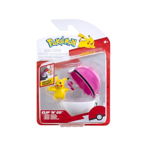 Pokémon PKW3638 - Clip'n'Go Poké Ball - Pikachu & Sympaball, offizieller Pokéball mit 5 cm Figur von Pokémon