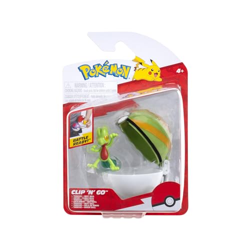 Pokémon PKW3639 - Clip'n'Go Poké Ball - Geckarbor & Nestball, offizieller Pokéball mit 5 cm Figur von Pokémon