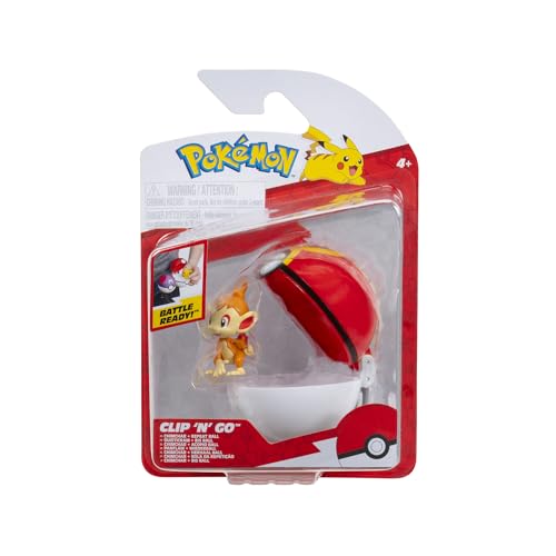 Pokémon PKW3640 - Clip'n'Go Poké Ball - Panflam & Wiederball, offizieller Pokéball mit 5 cm Figur von Pokémon