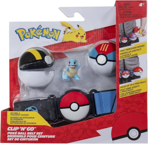 PKW - Clip 'N' Go Poke Ball Gürtel Set (Squirtle #1 mit Ultra Ball, Köderball und Squirtle Themed Belt) W17 von Pokémon