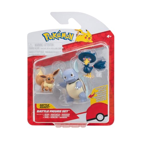 Pokémon PKW3895 - Battle Figure Set - Evoli, Kramurx, Schillok, offizielles Figuren Set von Pokémon