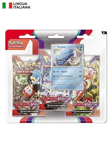 Pokémon 184-60398 GCC Scarlet and Violetto Booster-Packung (DREI Umschläge und holografische Promokarte von Dondozo), italienische Ausgabe von Pokémon