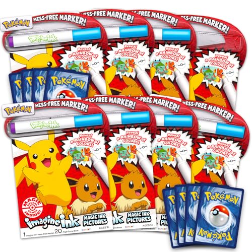 Pokemon Partygeschenke für Jungen und Mädchen – Pokemon Partyzubehör-Set enthält 8 Pokemon Imagine Tinten-Malbücher für Kinder und 8 Pokemon Karten, Pokemon Partygeschenke, Großpackung von Pokémon