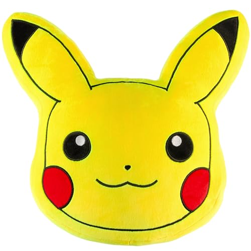 Pokemon Pikachu Plüsch Kissen für Kinder, Weiches 3D Dekokissen mit Füllung Kuschelkissen Kinder 45 x 45 x 8,5 cm von Pokémon