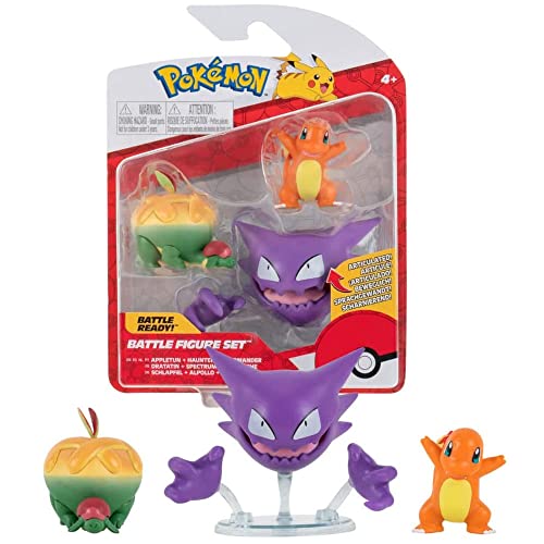 Pokémon Pokemon Figuren 3-Pack Haunter Charmander & Appletun – 5-8 cm Figuren - Neueste Welle 2022 - Offiziell Lizenziert Pokemon Spielzeug von Pokémon