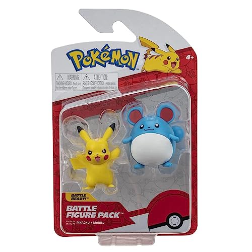 Pokémon Pokemon Figuren Pikachu & Marill – 5 cm Kampffiguren - Neue 2023 - Offiziell Lizenziert Spielzeug von Pokémon