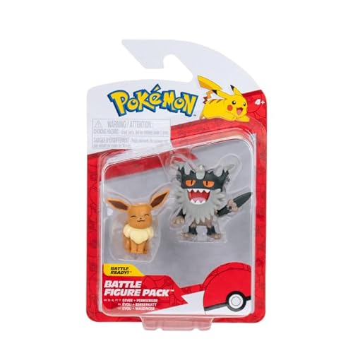 Pokémon PKW3577 - Battle Figure Pack - Mauzinger & Evoli, offizielle detaillierte Figuren, je 5 cm von Pokémon