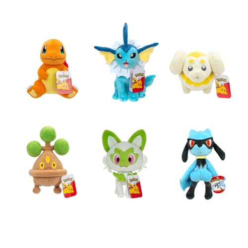 Pokémon Plush Welle 20 cm 95217-20 - Charmander, Sprigatito, Riolu, Fidough, Bonsly, Vaporeron - Offizielles Pokemon verstopftes Spielzeug für Kinder 2+ Pokémon Plush Welle 20 cm 95217-20 - Charmander, Sprigatito, Riolu, Fidough, Bonsly, Vaporeron - Offizielles Pokemon verstopftes Spielzeug für Kinder 2+ von Pokémon