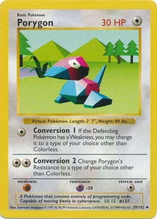 Pokemon - Porygon - Basic 39/102 - Shadowless von Pokémon