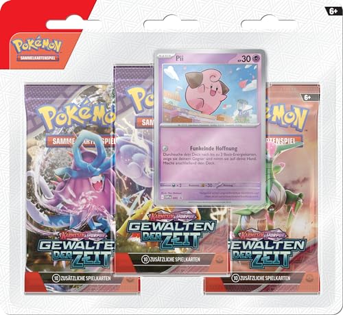 Pokémon-Sammelkartenspiel: 3er-Pack Karmesin & Purpur – Gewalten der Zeit: Pii (3 Boosterpacks & 1 holografische Promokarte) von Pokémon