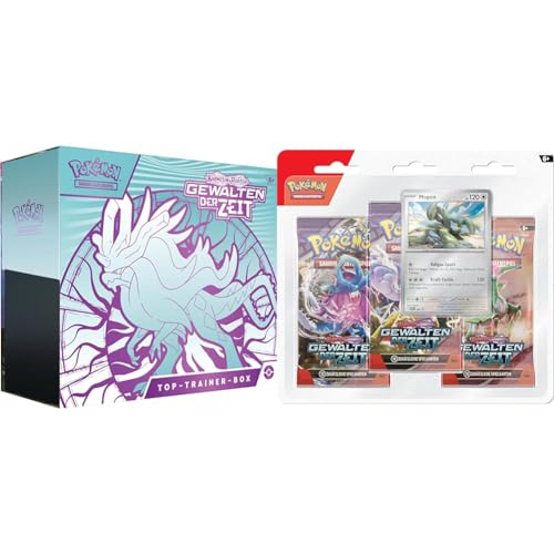 Pokémon Sammelkartenspiel Top-Trainer-Box Karmesin & Purpur & Sammelkartenspiel: 3er-Pack Karmesin & Purpur – Gewalten der Zeit: Mopex (3 Boosterpacks & 1 holografische Promokarte) von Pokémon