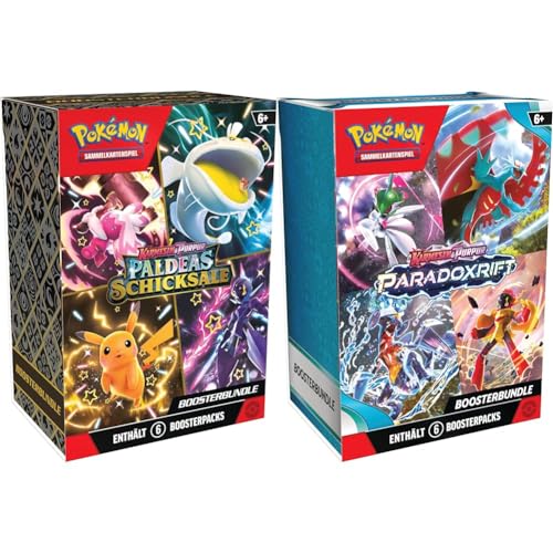 Pokémon-Sammelkartenspiel: Boosterbundle Karmesin & Purpur – Paldeas Schicksale (6 Boosterpacks) & Sammelkartenspiel: Boosterbundle Karmesin & Purpur – Paradoxrift (6 Boosterpacks) von Pokémon