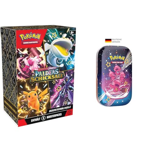 Pokémon-Sammelkartenspiel: Boosterbundle Karmesin & Purpur – Paldeas Schicksale (6 Boosterpacks) & Sammelkartenspiel: Mini-Tin-Box Karmesin & Purpur – Paldeas Schicksale: Forgita von Pokémon