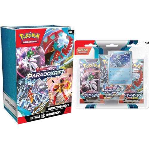 Pokémon-Sammelkartenspiel: Boosterbundle Karmesin & Purpur – Paradoxrift (6 Boosterpacks) & Sammelkartenspiel: 3er-Pack (Cryospino) Karmesin & Purpur von Pokémon