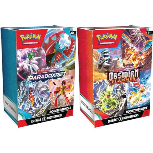 Pokémon-Sammelkartenspiel: Boosterbundle Karmesin & Purpur – Paradoxrift (6 Boosterpacks) & Sammelkartenspiel: Boosterbundle Karmesin & Purpur – Obsidianflammen (6 Boosterpacks) von Pokémon