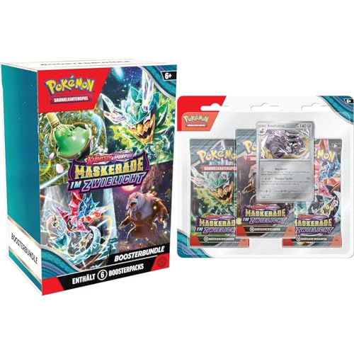 Pokémon-Sammelkartenspiel: Boosterbundle Karmesin & Purpur & Sammelkartenspiel: 3er-Pack-Blister Karmesin & Purpur – Maskerade im Zwielicht: Knattatox (3 Boosterpacks & 1 holografische Promokarte) von Pokémon