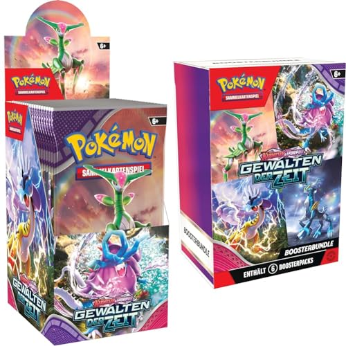 Pokémon-Sammelkartenspiel: Boosterpack-Display-Box Karmesin & Purpur – Gewalten der Zeit (18 Boosterpacks) & Sammelkartenspiel: Boosterbundle Karmesin & Purpur – Gewalten der Zeit (6 Boosterpacks) von Pokémon