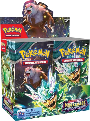 Pokémon-Sammelkartenspiel: Boosterpack-Display-Box Karmesin & Purpur – Maskerade im Zwielicht (36 Boosterpacks) von Pokémon