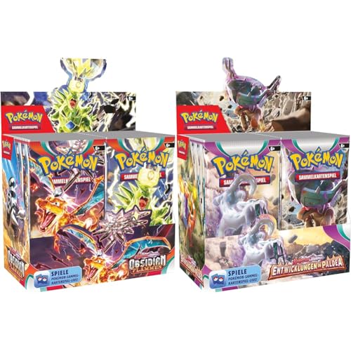 Pokémon-Sammelkartenspiel: Boosterpack-Display-Box Karmesin & Purpur & Sammelkartenspiel Display-Box Karmesin & Purpur – Entwicklungen in Paldea (36 Boosterpacks), Verpackung kann variieren von Pokémon