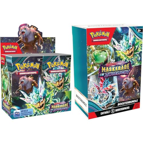 Pokémon-Sammelkartenspiel: Boosterpack-Display-Box Karmesin & Purpur & Sammelkartenspiel: Boosterbundle Karmesin & Purpur – Maskerade im Zwielicht (6 Boosterpacks) von Pokémon