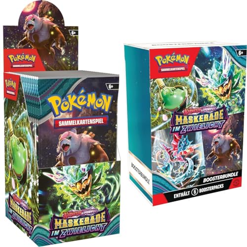 Pokémon-Sammelkartenspiel: Boosterpack-Display-Box Karmesin & Purpur & Sammelkartenspiel: Boosterbundle Karmesin & Purpur – Maskerade im Zwielicht (6 Boosterpacks) von Pokémon