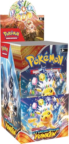 Pokémon-Sammelkartenspiel: Boosterpack-Display Karmesin & Purpur – Stürmische Funken (enthält 18 Boosterpacks) von Pokémon