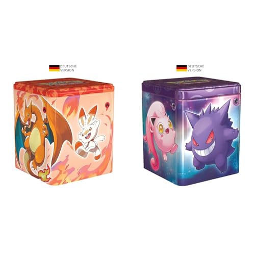 Pokémon-Sammelkartenspiel: Feuer-Stapel-Tin-Box: Glurak (3 Boosterpacks & 1 Münze) & Sammelkartenspiel: Stapel-Tin-Box Psycho (3 Boosterpacks & 2 Stickerbögen) von Pokémon