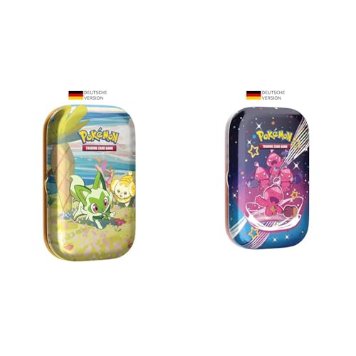 Pokémon-Sammelkartenspiel: Mini-Tin-Boxen Paldea-Freunde & Sammelkartenspiel: Mini-Tin-Box Karmesin & Purpur – Paldeas Schicksale: Forgita (2 Boosterpacks, 1 Sticker & 1 Bildkarte) von Pokémon