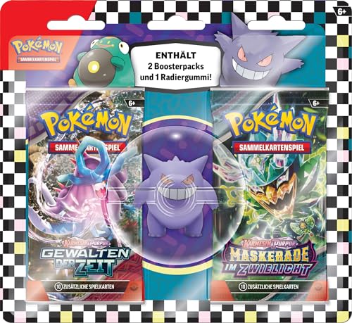 Pokémon-Sammelkartenspiel: Radiergummi-Blister für den Schulanfang – Gengar (1 Radiergummi & 2 Boosterpacks) von Pokémon
