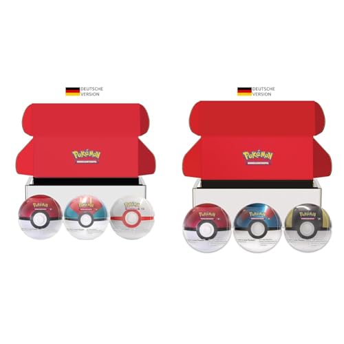 Pokémon-Sammelkartenspiel: Tin-Box-Bundle Pokéball – Pokéball, Köderball & Premierball (9 Boosterpacks, 7 Stickerbögen) + Superball & Hyperball (9 Boosterpacks,7 Stickerbögen) von Pokémon