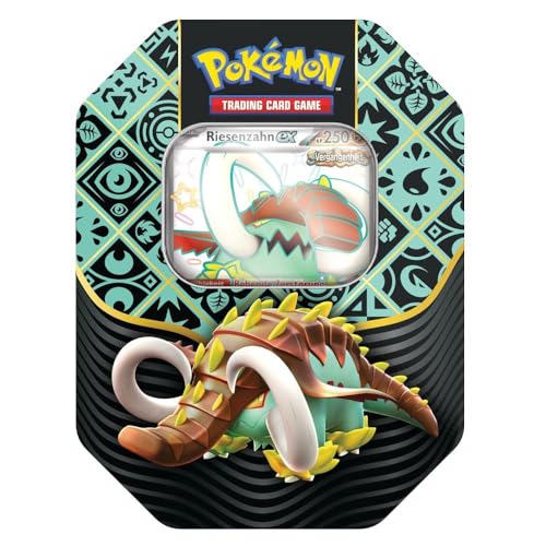 Pokémon-Sammelkartenspiel: Tin-Box Karmesin & Purpur – Paldeas Schicksale – Riesenzahn-ex (1 holografische Promokarte & 4 Boosterpacks) von Pokémon