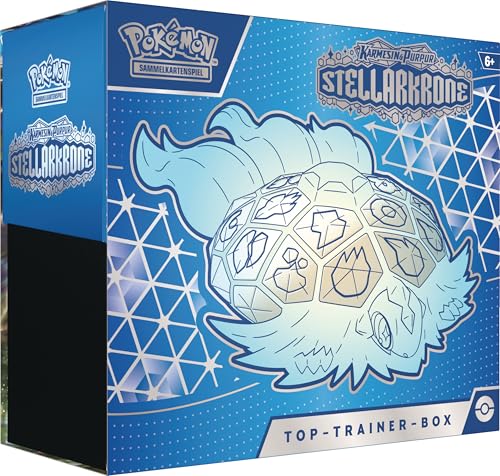 Pokémon-Sammelkartenspiel: Top-Trainer-Box Karmesin & Purpur – Stellarkrone (1 Vollbild-Promokarte, 9 Boosterpacks & Premium-Zubehör) von Pokémon