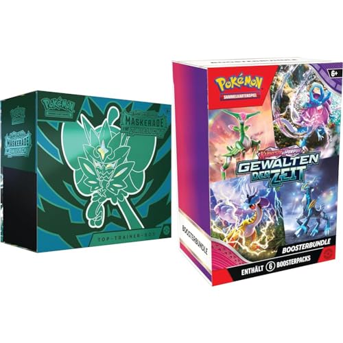 Pokémon-Sammelkartenspiel: Top-Trainer-Box Karmesin & Purpur & Sammelkartenspiel: Boosterbundle Karmesin & Purpur – Gewalten der Zeit (6 Boosterpacks) von Pokémon