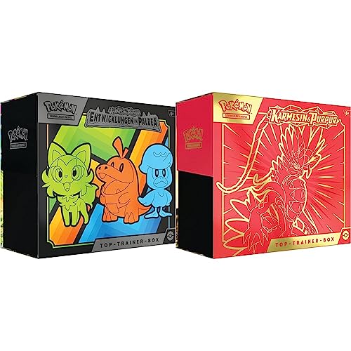 Pokémon-Sammelkartenspiel: Top-Trainer-Box Karmesin & Purpur & Sammelkartenspiel: Top-Trainer-Box Karmesin & Purpur (Koraidon) (9 Boosterpacks & Premium-Zubehör) von Pokémon