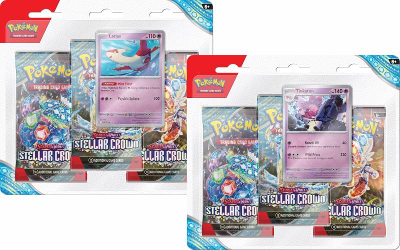 Pokémon Scarlet &  Violet Stellar Crown Sammelkarte Latias/Granforgita 3er-Pack Gemischte Auswahl von Pokémon