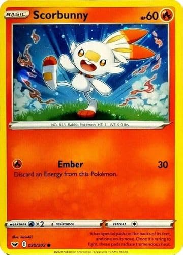 Pokemon - Scorbunny - 030/202 - Schwert & Schild - Kosmos Holo - Sammeltruhe Promokarte von Pokémon