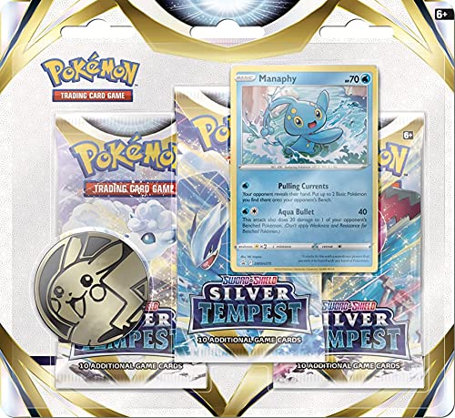 Pokemon Triple Foil Boosterpacks und Promokarten im 3er Pack, Silver Tempest Manaphy von Pokémon