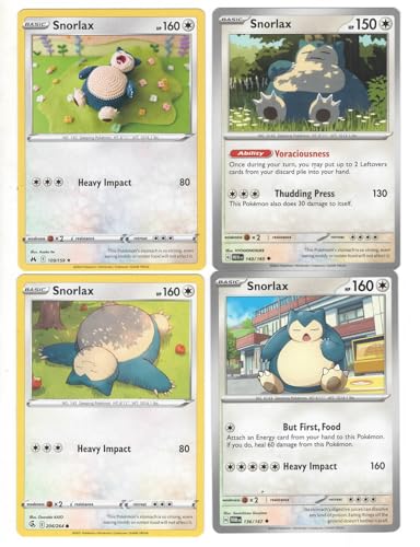 Pokemon Snorlax 4 Karten Lot 151 - Crown Zenith - Set - 143/165 Twillight Maskerade von Pokémon