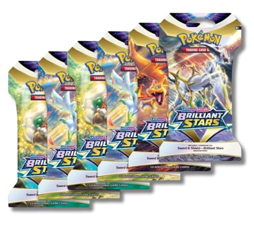 Pokemon Sword & Shield Brilliant Stars, 6 Boosterpacks mit Hüllen von Pokémon