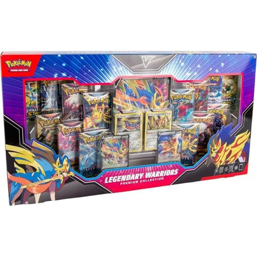 Pokemon TCG: Legendary Warriors Premium Collection Box, Zacian Zamazemta Promos, Gift for Kids, 14 Booster Packs from Sword & Shield von Pokémon